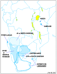 The distribution of "Khoesan" languages