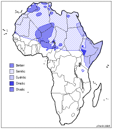 The distribution of Afroasiatic languages