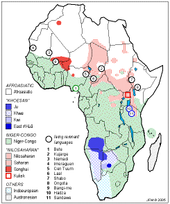 The distribution of African languages