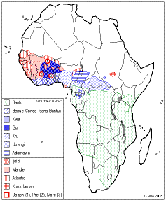 The distribution of Niger-Congo languages